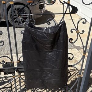 Erez black leather pencil skirt
